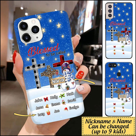 Personalized Blessed To Be Call Grandma Christma Snowman Phone Case