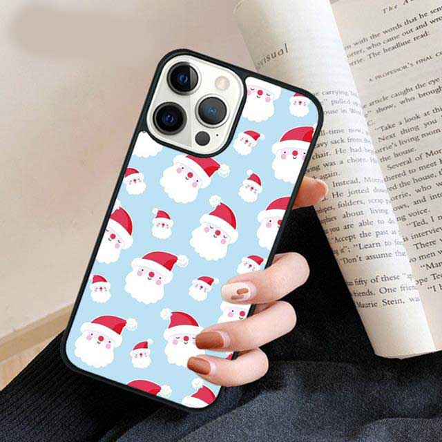 Cartoon Santa On Light Blue Background Phone Case