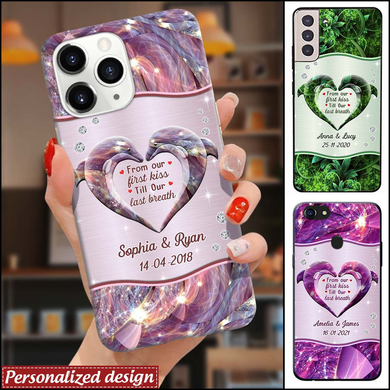 From Our First Kiss Till Our Last Breath Dolphin Heart Personalized iPhone Case