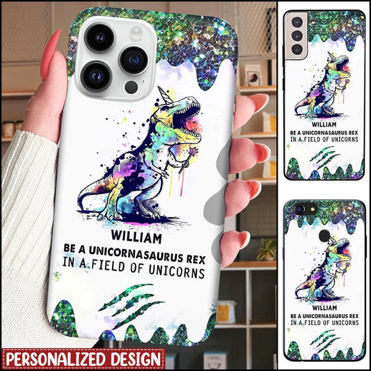 Be A Unicornasaurus Rex In A Field Of Unicorns Personalized iPhone Case