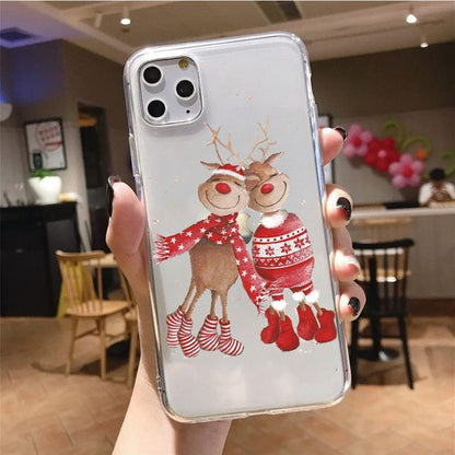 Two Elks Wearing Red Sweater and Socks Phone Case