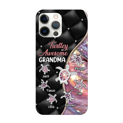Turtly Awesome Grandma, Mimi, Nana Violet Color Personalized iPhone Case