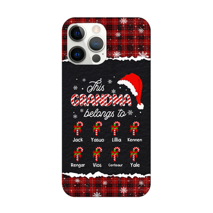 Personalized This Grandma Belongs To Candy Cane Christmas Phone Case