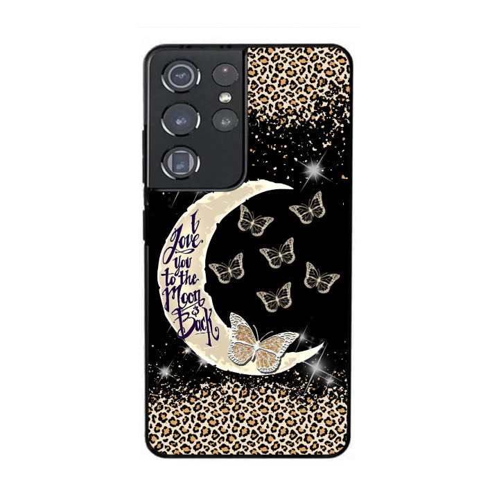 Love You To The Moon Grandma Mom Kids Names Customized Design Mother's Day Gift Leopard Seamless Samsung Phone Case