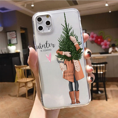 A Girl Holds a Christmas Tree Phone Case
