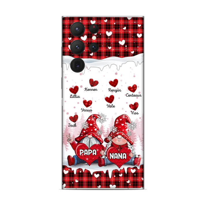 Colorful Christmas Gnome Pappy Nana Daddy Mommy Sweet Heart Kids Personalized Phone Case
