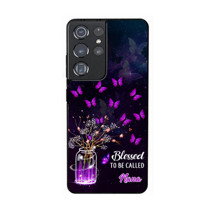 Blessed to be called Grandma Vase of Flower with Purple Butterflies Custom Samsung Phone Case