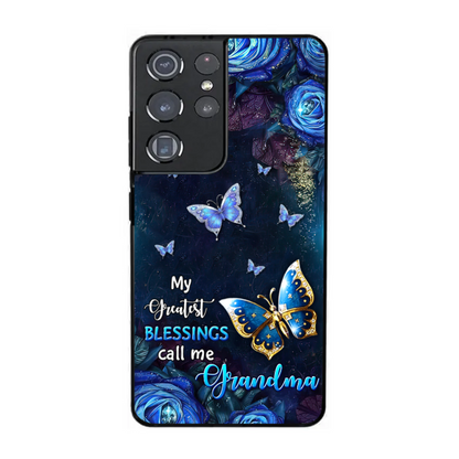 Personalized My Greatest Blessings Call Me Grandma, Mommy, Nana And Butterflies Samsung Phone Case