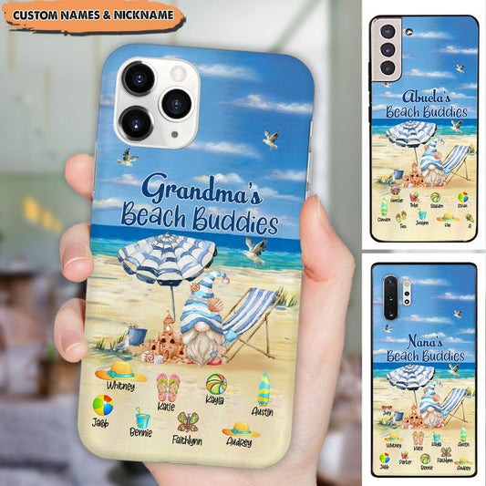 Grandma's Beach Buddies Cute Summer Holidays Gnome Personalized iPhone Case Perfect Gift for Grandmas Moms Aunties