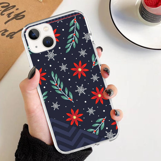 Snowflake and Red Flower Christmas Phone Case
