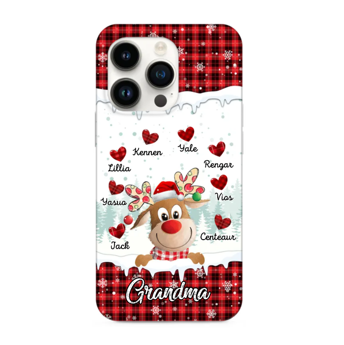 Christmas Reindeer Nana Mom Sweet Heart Kids Personalized Phone Case