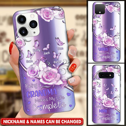Personalized Being A Grandma Mom Makes My Life Complete Glass Samsung Phone Case