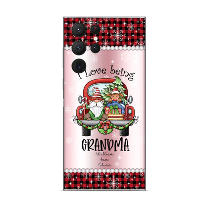 Personalized I Love Being Grandma Christmas Gnome Truck Phone Case