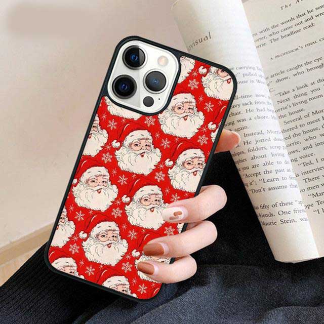 Christmas Santa On Red Background Phone Case