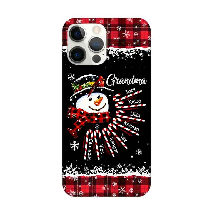 Grandma Mom Snowman Candy Cane Christmas Personalized Phone Case