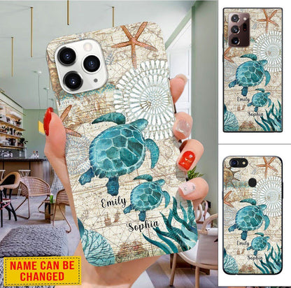 Custom Name Mother And Daughter Turtle Phone Case