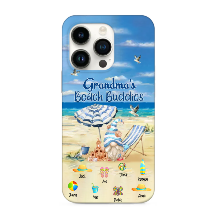 Grandma's Beach Buddies Cute Summer Holidays Gnome Personalized iPhone Case Perfect Gift for Grandmas Moms Aunties