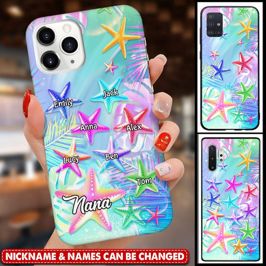 Summer Vibe Beach Colorful Starfish Grandma Auntie Mom Kids Personalized iPhone Case