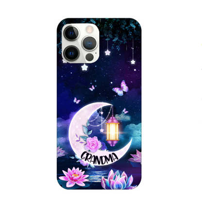 Personalized Grandma Mom Moon Butterfly Grandkids iPhone Case