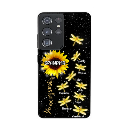 Dragonflies Sunflower You Are My Sunshine Custom Mom, Nana Samsung Phone Case