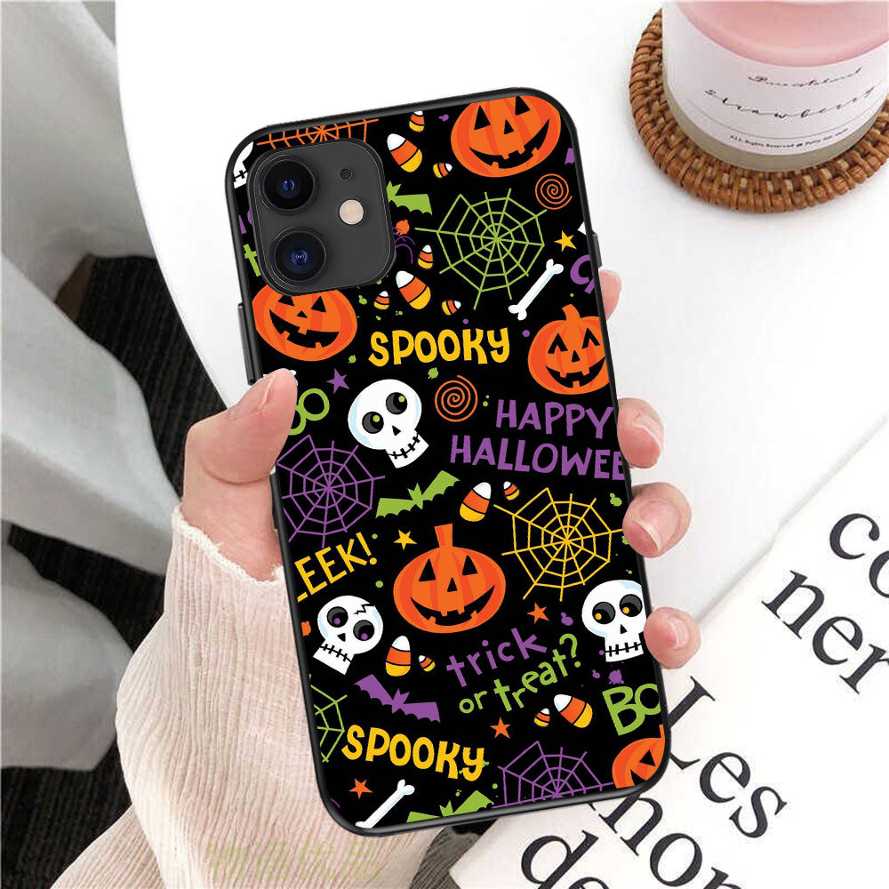 Cartoon Pumpkin Skull Spider Web Phone Case