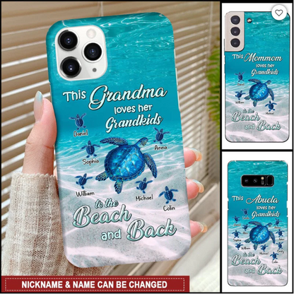 Turtle Grandma Nana Custom Nickname Loves Her Grandkids To The Beach & Back Summer Hawaii Gift iPhone Case