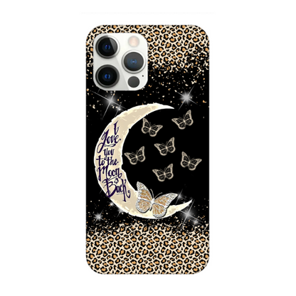Love You To The Moon Grandma Mom Kids Names Customized Design Mother's Day Gift Leopard Seamless iPhone Case