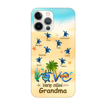 Personalized Love Being Called Grandma Turtle With Grandkids iPhone Case