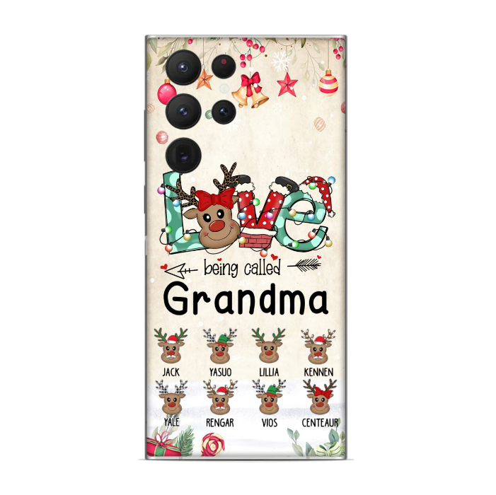 Personalized Love Being Called Grandma Cute Christmas Reindeer Grandkids Phone Case