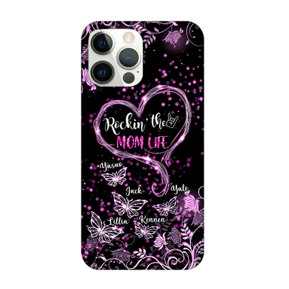 Personalized Gift For Mom Rockin' The Mom Life Glass iPhone Case