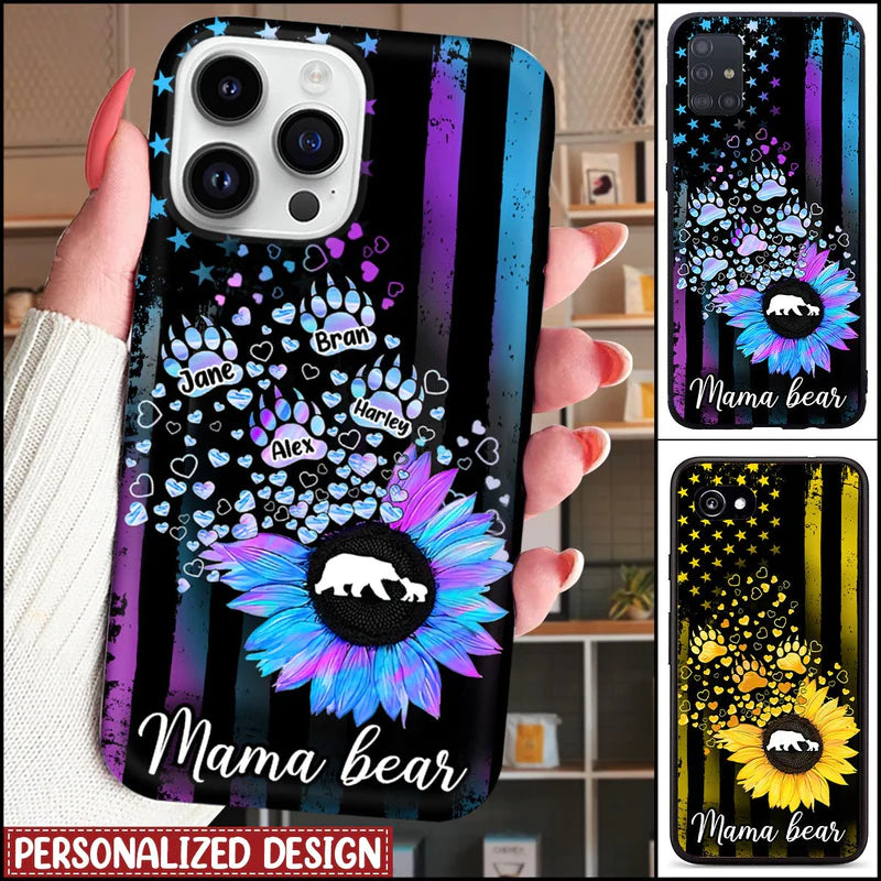 Mama Bear Sunflower Custom Color iPhone Case