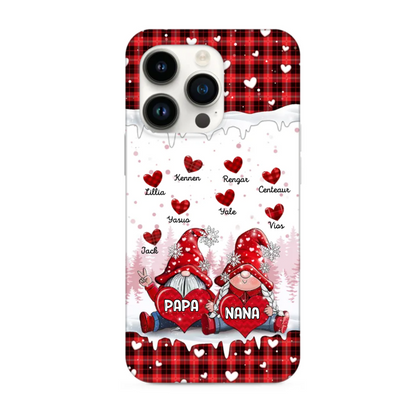 Colorful Christmas Gnome Pappy Nana Daddy Mommy Sweet Heart Kids Personalized Phone Case