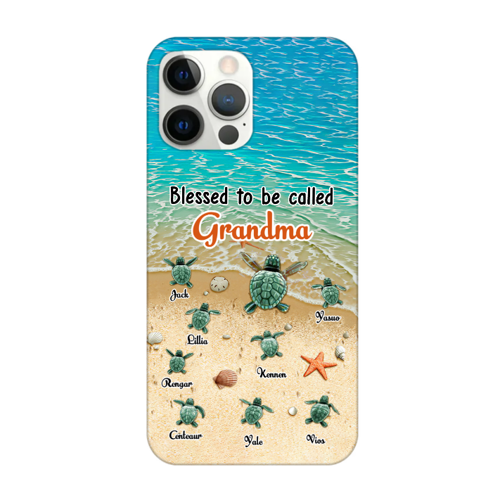 Personalized Grandma Turtle Grandkids iPhone Case