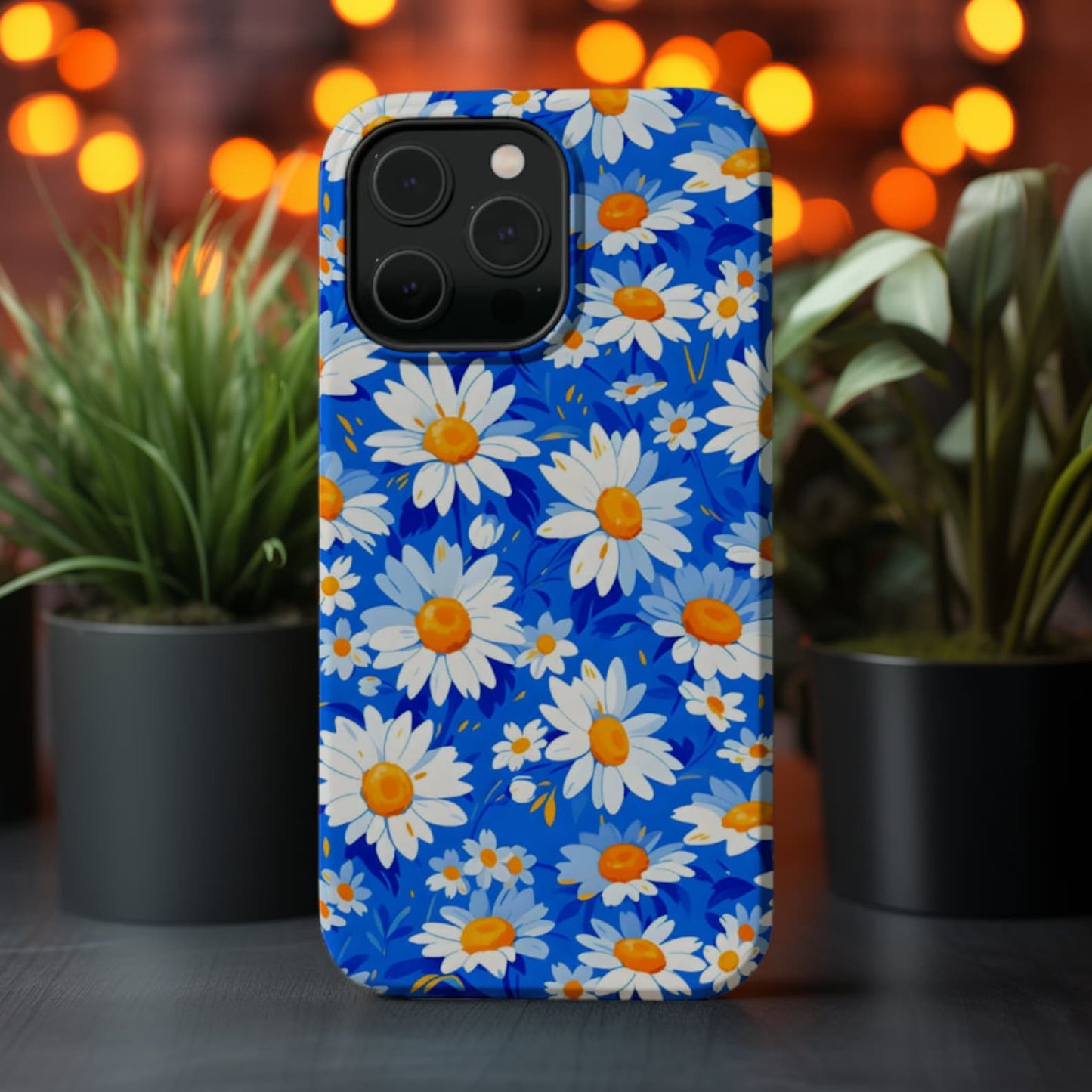 Daisy Blue Floral Pattern iPhone Case