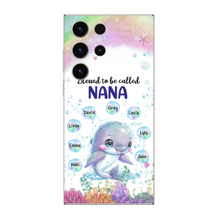 Blesed to be called Grandma Nana Mimi Auntie Personalized Dolphin Samsung Phone Case