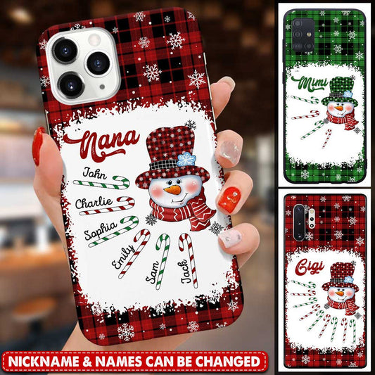 Christmas Snowman Grandma- Mom Candy Cane Kids, Gifts For Nana Auntie Mommy Personalized Phone Case