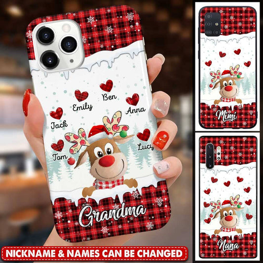 Christmas Reindeer Nana Mom Sweet Heart Kids Personalized Phone Case