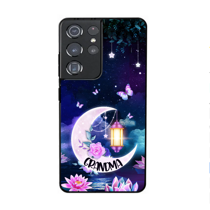Personalized Grandma Mom Moon Butterfly Grandkids Samsung Phone Case