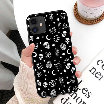 Skulls Stars Leaves with Cat Phone Case