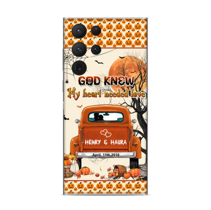 Fall Season Couple Truck, God Knew My Heart Needed Love Personalized Phone Case