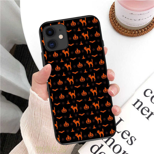 Pumpkin Cat Witch's Hat Bat Pattern Phone Case