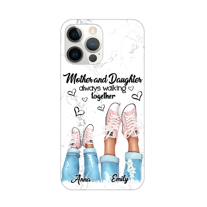 Personalized Names Mother and Daughter Always Walking Together iPhone Case