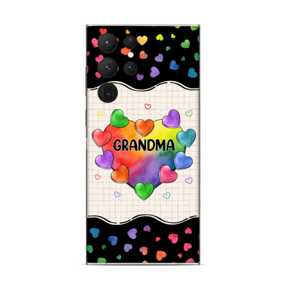 Lovely Colorful Sweet Heart Grandma Auntie Mom Kids Personalized Samsung Phone Case