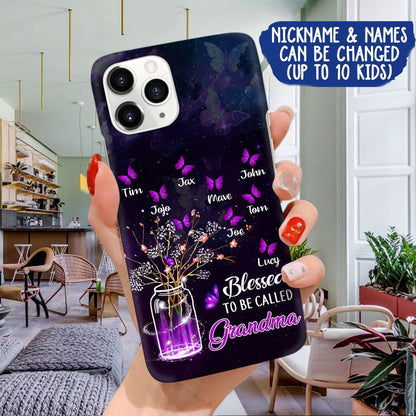 Blessed to be called Grandma Vase of Flower with Purple Butterflies Custom Samsung Phone Case