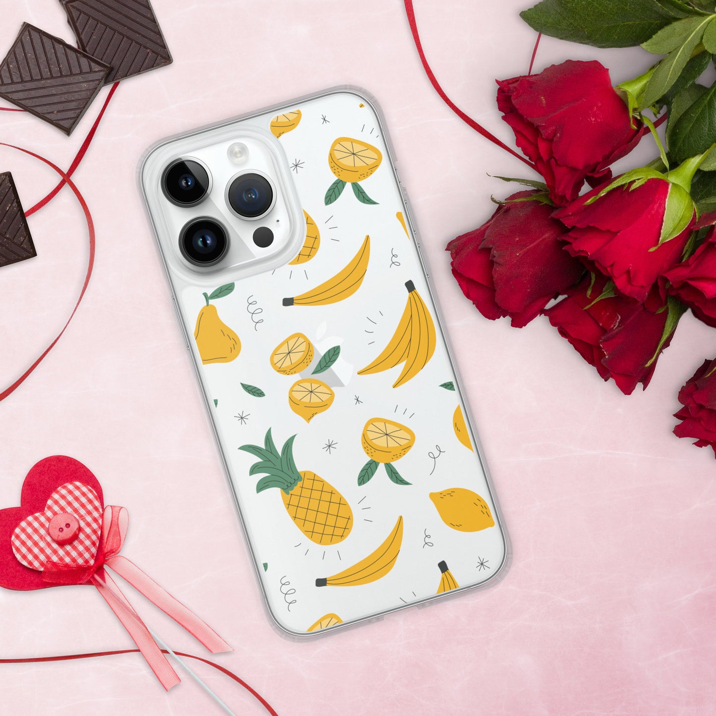 Cute Pineapples & Bananas Clear Phone Case