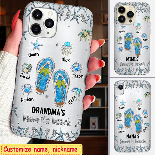 Grandma's Favorite Beach Cute Sea Creatures Grandkids Personalized Glass Samsung Phone Case