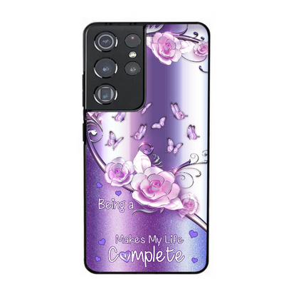 Personalized Being A Grandma Mom Makes My Life Complete Glass Samsung Phone Case