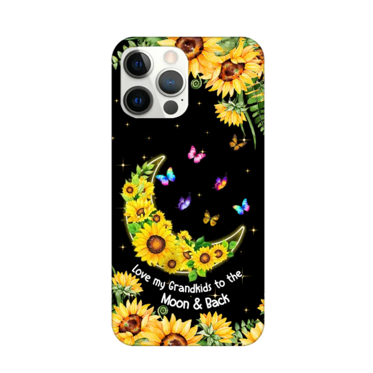 Sunflower Grandma - Mom, Love My Grandkids To The Moon & Back, Mother's Day Personalized iPhone Case
