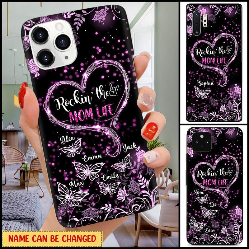 Personalized Gift For Mom Rockin' The Mom Life Glass iPhone Case