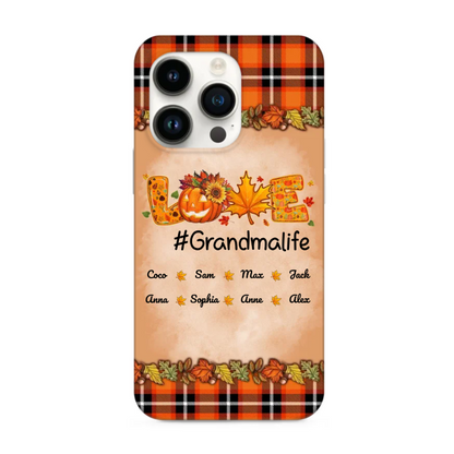Personalized Fall Love Grandma- Mom Life Plaid Pattern Phone Case